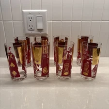 Mid-century 1960s Las Vegas / Monte Carlo Gilt Highball Set Of 8