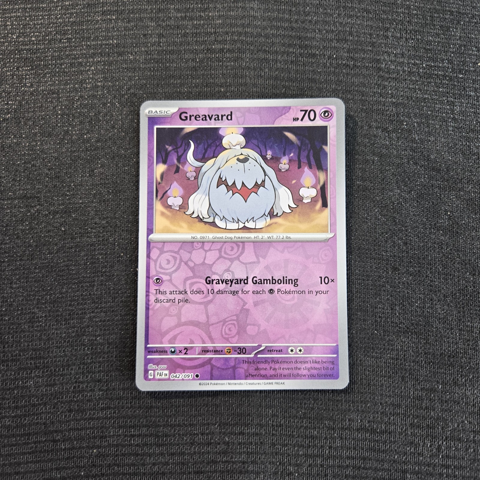 Pokemon TCG Paldean Fates Greavard Reverse Holo Card 42/91