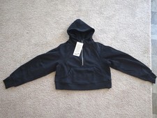 Lululemon Scuba Black 1/2 Zip Hoodie Women  s Size 2 Fleece Kangaroo Pocket