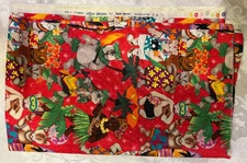 VTG MICHAEL MILLER FABRIC ALOHA KITTY HAWAII TROPICAL CATS 68x44in 1990s