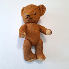 Antique Jointed Teddy Bear 14" Tall Mohair Plush Bear Early 1900's Red Tongue