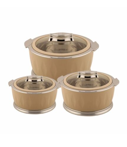 Jaypee Dazzle Beige Set of 3 Casserole Hot Pot Set 1000+1500+2000 ml Jr Gift Set - Picture 1 of 2