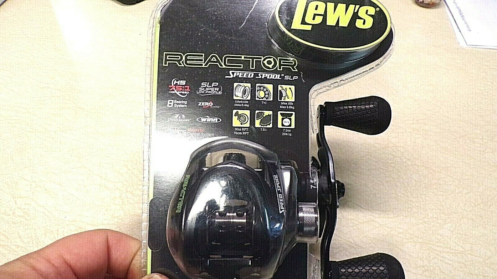 NEW - LEW'S REACTOR CASTING REEL - 7:5:1 GEAR RATIO - 8 BALL BEARING.`