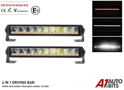 14'' LED Lichtleiste weiß & gelb Dach Warnung Erholung Stroboskop blinkend Offroad X2