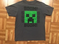 Minecraft T Shirt Youth Size 10-12 SSS BOOM Grey Green Creeper