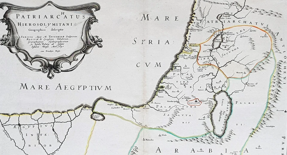 1640 Nicolas Sanson Antique Map of The Holy Land, Egypt, Saudi - Knights Templar - Image 2 of 3