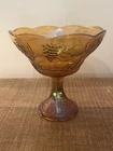 Vintage Fruit Bowl Compote. Marigold Carnival Glass. . Estimate 1940's. Indiana
