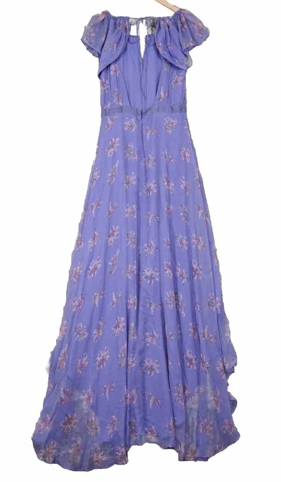 VTG Y2K elizabeth&james SILK MAXI DRESS GOWN PURPLE Boho Goddess FAIRY WEDDING 4 - Image 3 of 4
