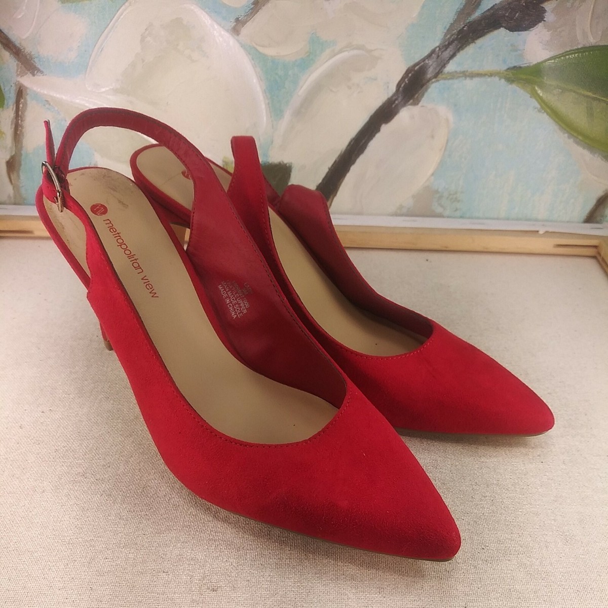 Metropolitan View Women's Shoes Sandals Heel Red Size 9 SKU