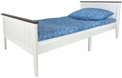 Weißes Funktionsbett Holzbett mit Matratze 200/90 WHITE PARIS WALNUT