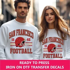 San Francisco 49ers Retro Style Iron On Transfer, Ready to Press DTF Transfer