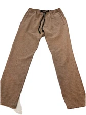 DRYKORN 34 houndstooth Brown Black JEGER pants Stretch zip Up Tie Waist joggers