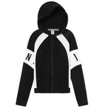 VS VICTORIAS SECRET PINK PERFECT FULL-ZIP HOODIE SWEATER JACKET TOP BLACK XS