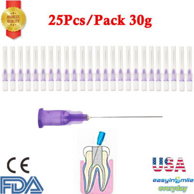 25Pcs Dental Endo Syringes Irrigation 30g End-Closed Side Hole Needle Tip Purple