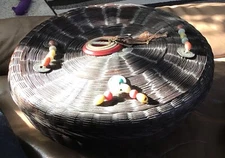 Vtg. Asian wicker sewing basket w/lid beads coins buttons 8.5 x 3 in. (D)