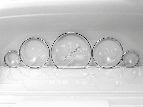 For Mercedes Benz W140 1991-1999 Aluminium Gauge Trim Rings Kit Chrome Bezels - Picture 3 of 21