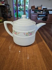 Vintage Drip-o-lator Ceramic Coffee Tea Pot Floral by Enterprise Aluminum Co USA