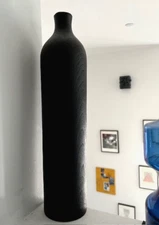 Tall Yakisugi Design Bottle, Burnt Timber Cladding, Made by Picta, Italy