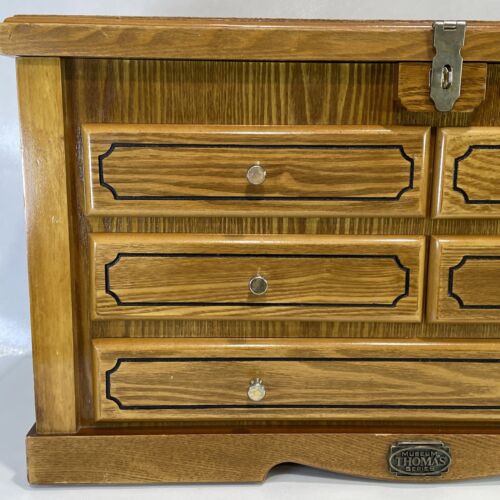 Thomas Paccioni Museum Series Wood 4 Drawer Green Flocked Jewelry Box Chest - Picture 4 of 21