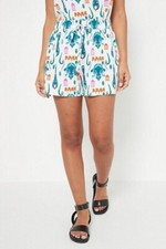 Studio Women Printed Cream Linen Shorts Size 18