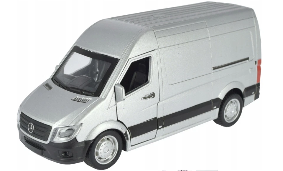 MercedesSprinter Van Model Toy Silver Diecast Opening Doors Probably 1:32 Scale - Image 2 of 4