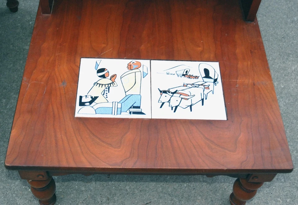 SIN ENVÍO (2) MESAS AUXILIARES DE CAMPO RANCHO RÚSTICO CARRIL INCRUSTACIONES ESTILO OCCIDENTAL EXCELENTES Foto 4 de 4