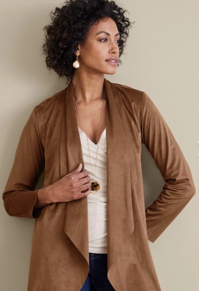 Мягкое окружение формы драпировки куртка женщин 3 X коричневый искусственной замши родео новый с Ярлыками - Изображение 2 из 2