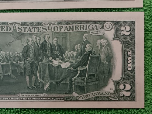 2-Errors-2 Consecutive 1976 $2 Green Seal Federal Reserve Notes-Serial# Shift - Picture 9 of 10