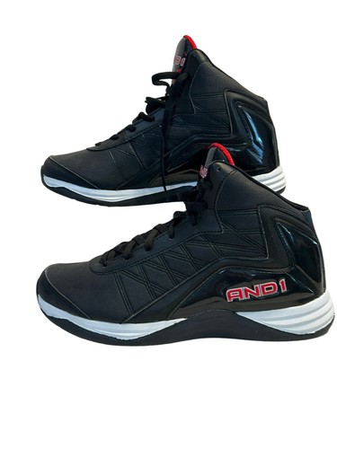 NEW MEN'S 9.5 AND1 ATHLETIC BLACK w/ WHITE TRIM SHOES & LACES CLOSURE - Picture 12 of 18