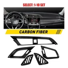 For Honda Civic 10th 16-2020 Carbon Fiber Dashboard AC Vent Outlet Cover 1-10x