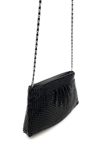 Women's Evening Clutches Metal Mesh Party Purse Bag(,Purple) Mini Black - Picture 3 of 4