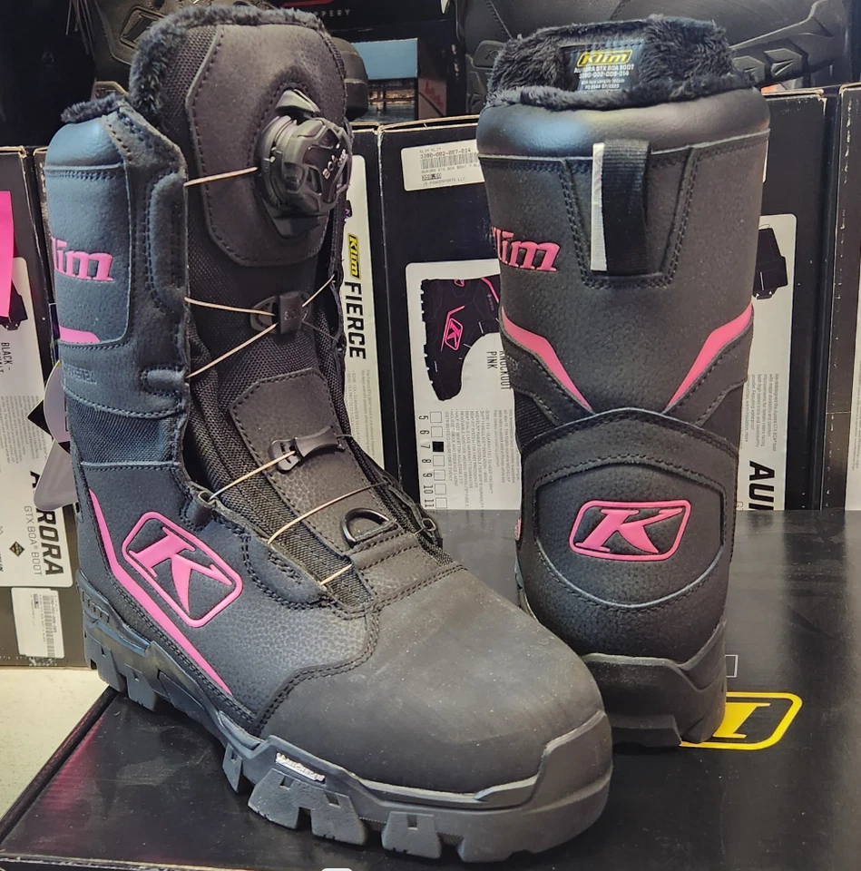 AURORA GTX BOA СНЕГОХОД БОТИНКИ GORE-TEX THINSULATE ЧЕРНЫЙ/РОЗОВЫЙ ЖЕНЩИН США 8 - Изображение 3 из 4