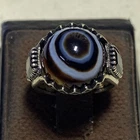 unique Yemeni Agate Aqeeq Mens Ring 925 Sterling Silver Natural عقيق جزع بقراني