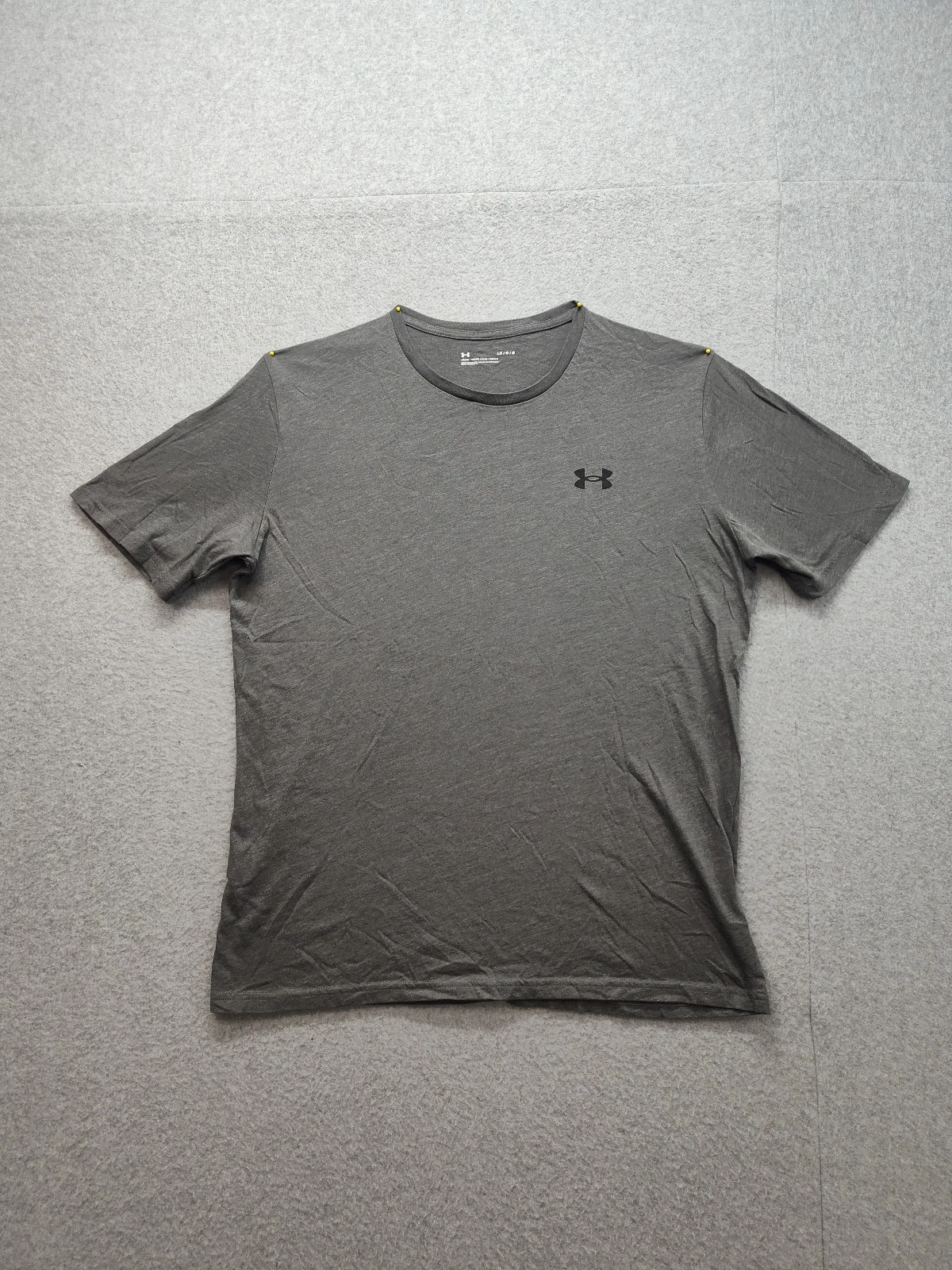 Under Armour Men Shirt LG Gray Logo Crew Neck Short Sleeve Pullover Casual Tee