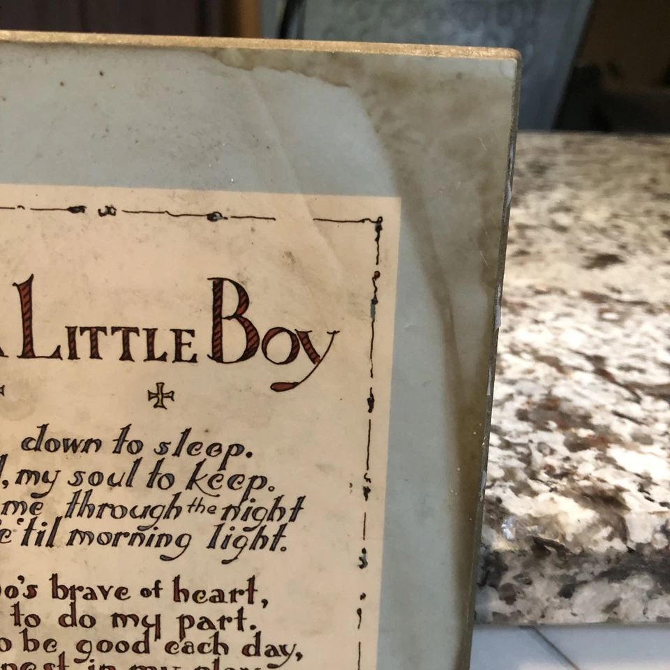 Винтаж (1961) "Молитва за маленького мальчика" от F.W. Ламинированная деревянная табличка Funnell - Изображение 4 из 4