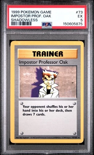 1999 POKEMON BASE SET SHADOWLESS #73 IMPOSTOR PROFESSOR OAK PSA 5