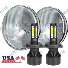 7 Inch Led Glass Headlight Round Original Classic Look Conversion Chrome Pair 7 Inch Led Glass Headlight Round Original Classic Look Conversion Chrome Pair