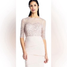 NWT Adrianna Papell Women's Sequined Cocktail Dress, Blush, Size 10 MSRP $198