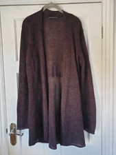 Peruvian Connection purple baby alpaca/wool mix long draped cardigan, size L/14