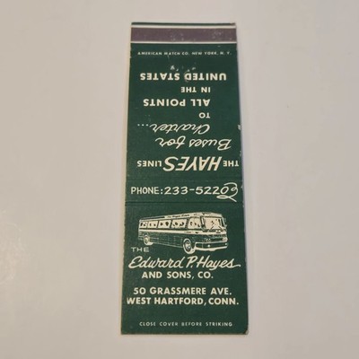 The Edward P Hayes And Sons Co. West Hartford Connecticut Matchbook Cover (4