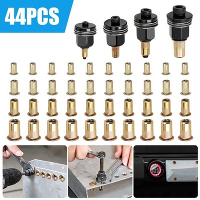44× Heavy Duty Rivet Nut Rivnut Tool Set M3 M6 for Automotive Metal DIY Projects