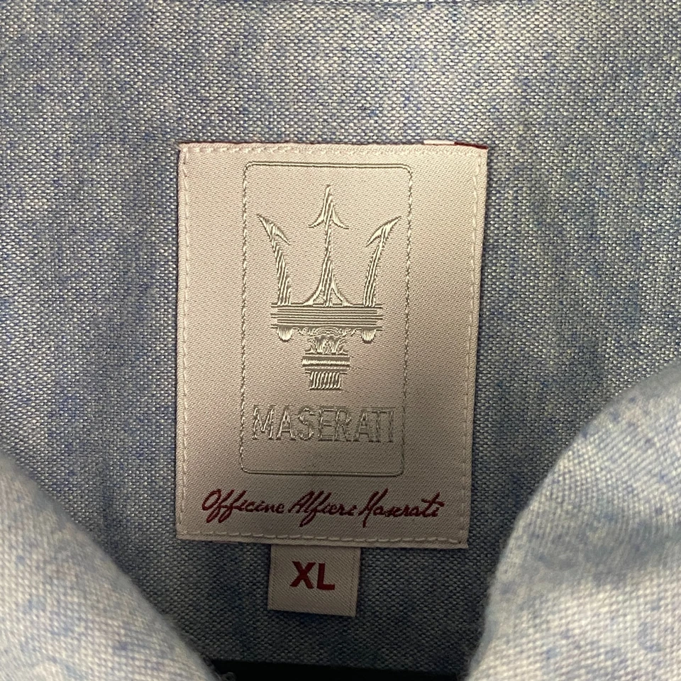 Maserati Button Up Long-Sleeve Shirt Blue Size XL Logo Long Sleeve - Image 4 of 4