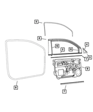 Genuine Mopar Front Door Belt Outer Weatherstrip Right 68070052AD