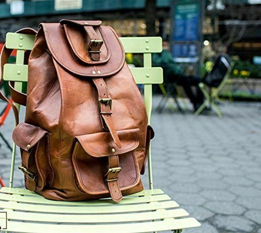 Vintage Genuine Leather Laptop Backpack for Men Travel Satchel Tote