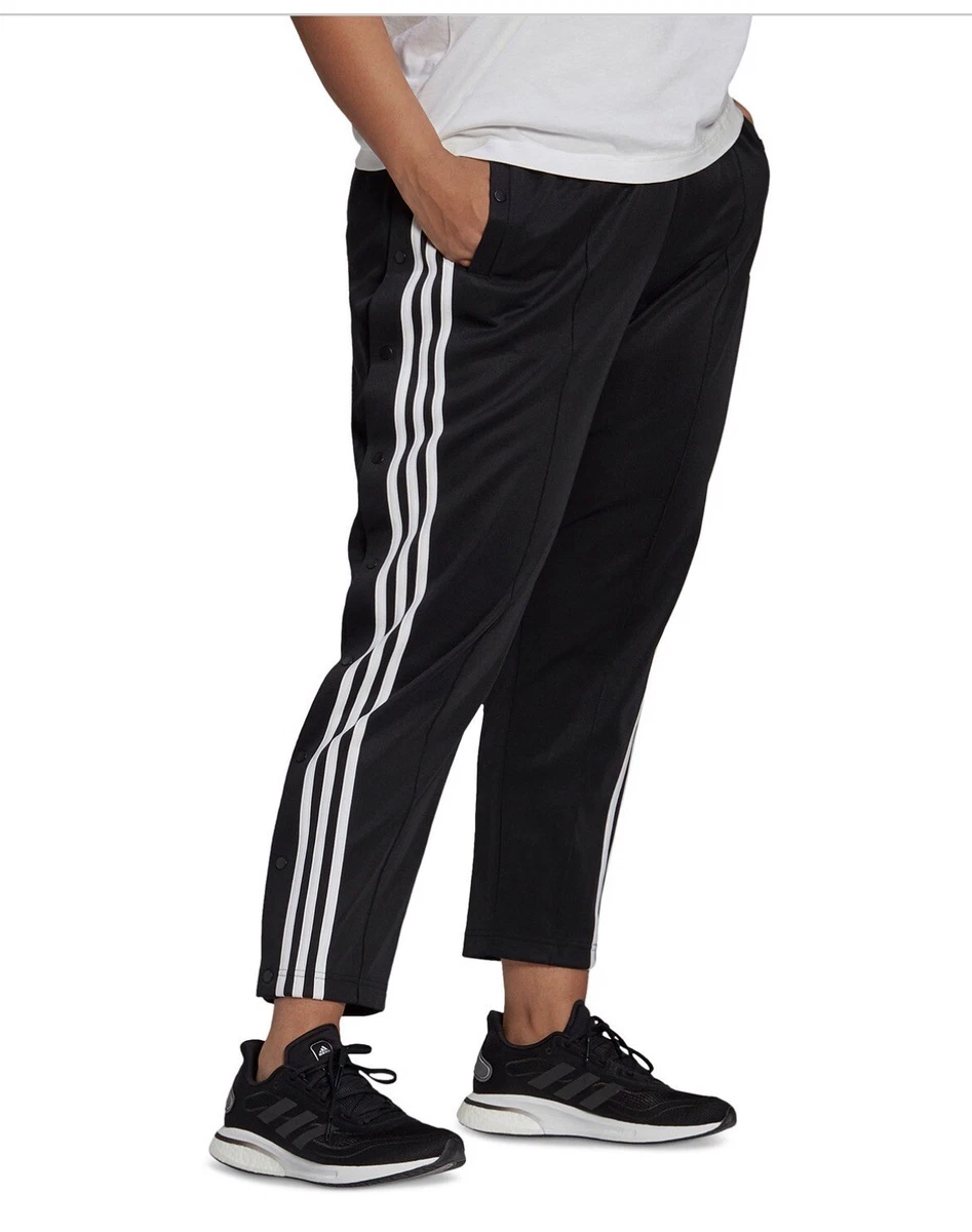 Adidas Women s Plus Size Side Snap Pants Black White NWT