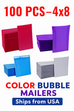 100 Padded Poly Bubble Mailers 4x8 #000 Any Color | Self Seal Shipping Envelopes