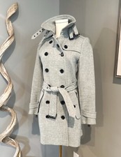 Burberry Gray Double Breast Kensington Wool Trench Coat Size 4