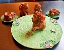 Miniature Lion 10 Piece Tea Set, Resin, 5" Tray