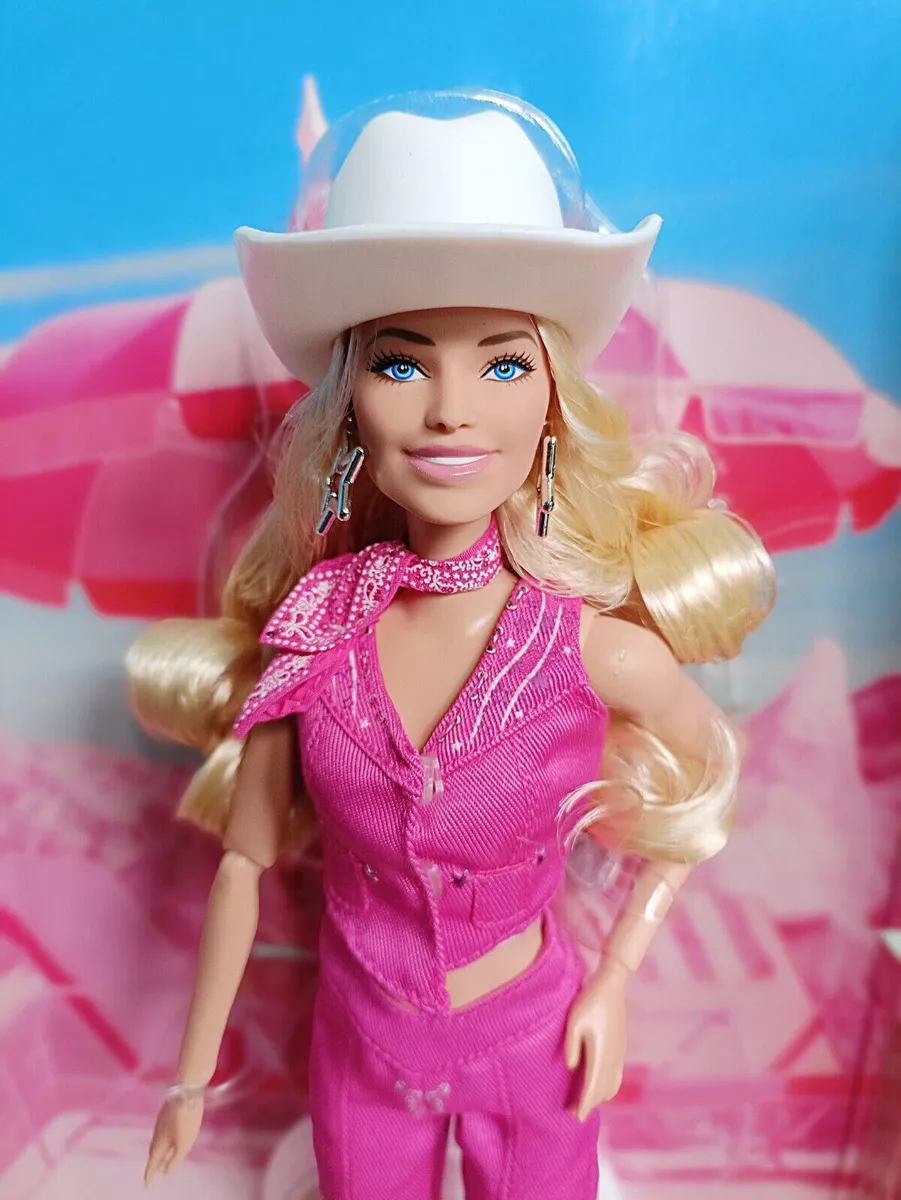 Barbie: The Movie Collectible Doll Margot Robbie as in Pink Western Outfit,  Pink,silver