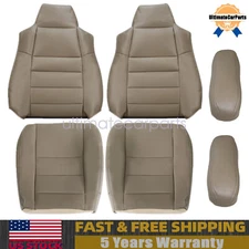 Driver & Passenger Leather Seat Cover Tan Fits 2003-2007 Ford F250 F350 Lariat